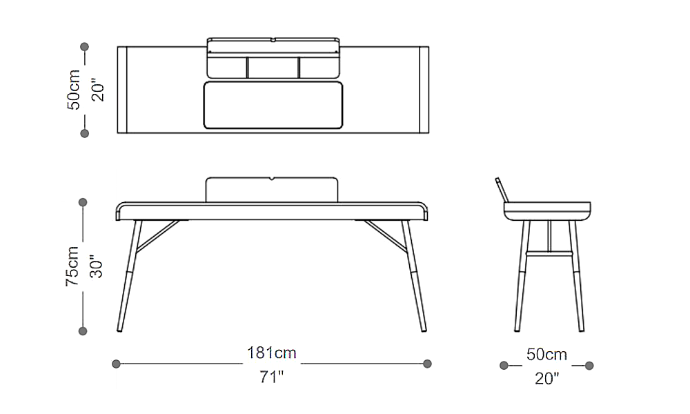 Image of the main dimensions of the product